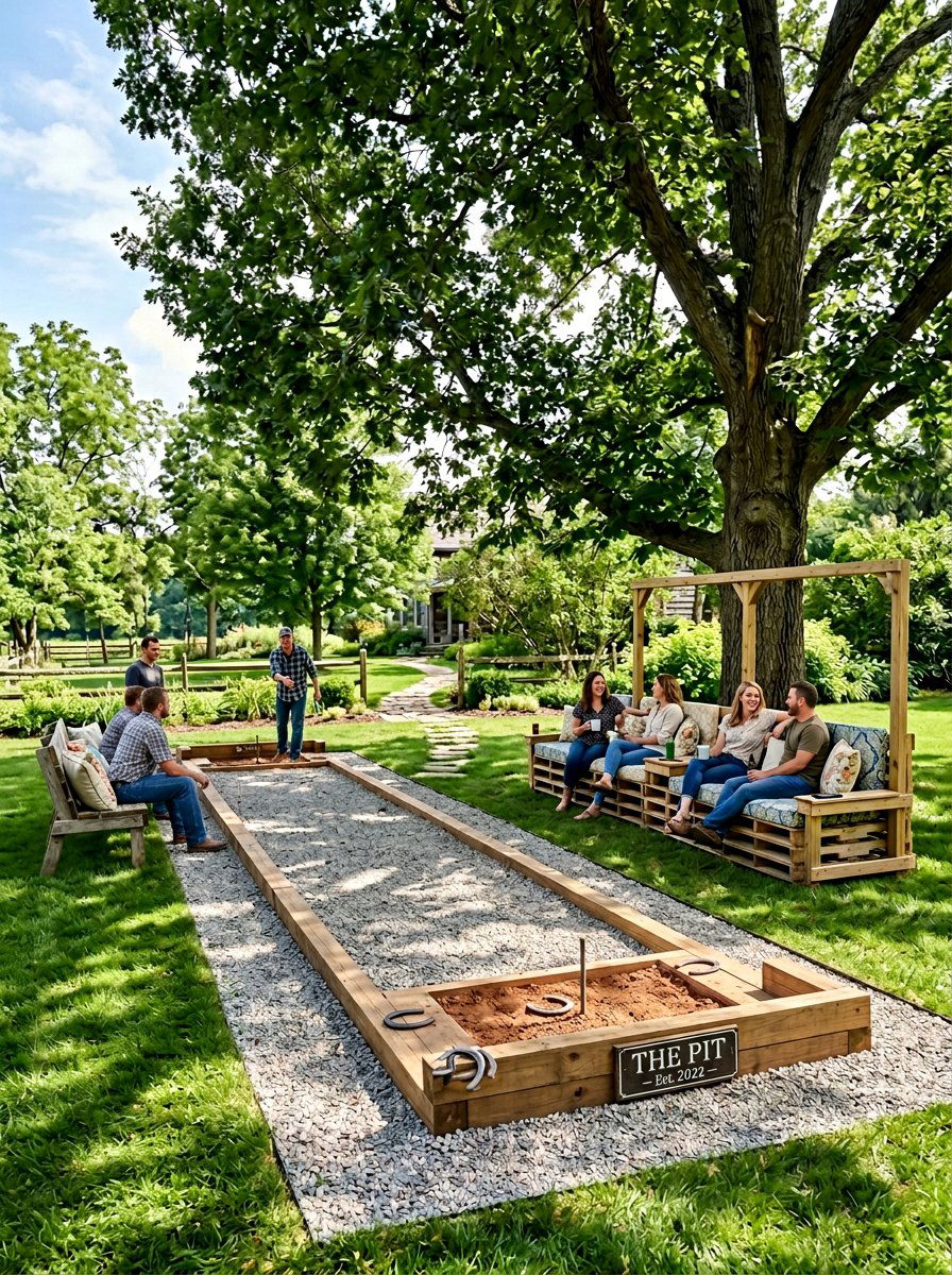 Horseshoe Pit With Benches - 25 Pallet Horseshoe Pit Frame Ideas