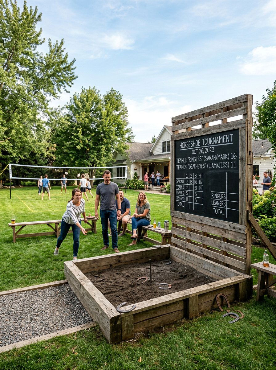 Horseshoe Pit With Scoreboard - 25 Pallet Horseshoe Pit Frame Ideas