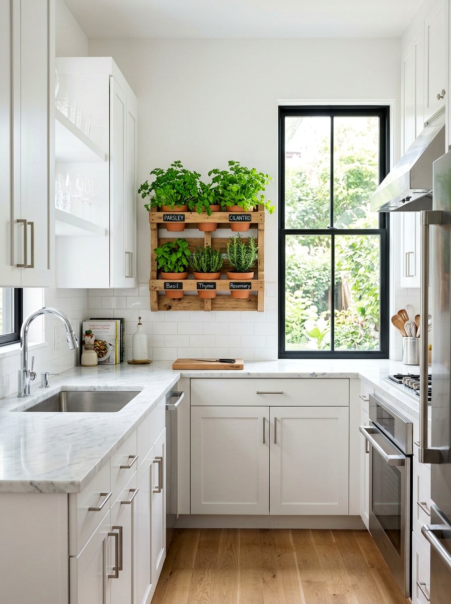 Indoor Kitchen Herb Wall - 25 Pallet Wall Planter Ideas