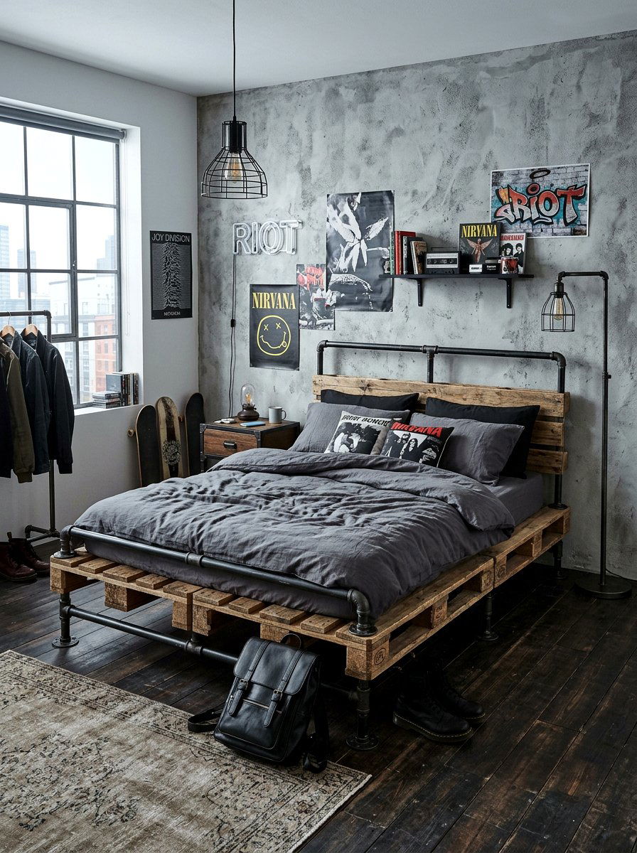 Industrial Pallet Bed - 25 Pallet bed ideas for teenagers