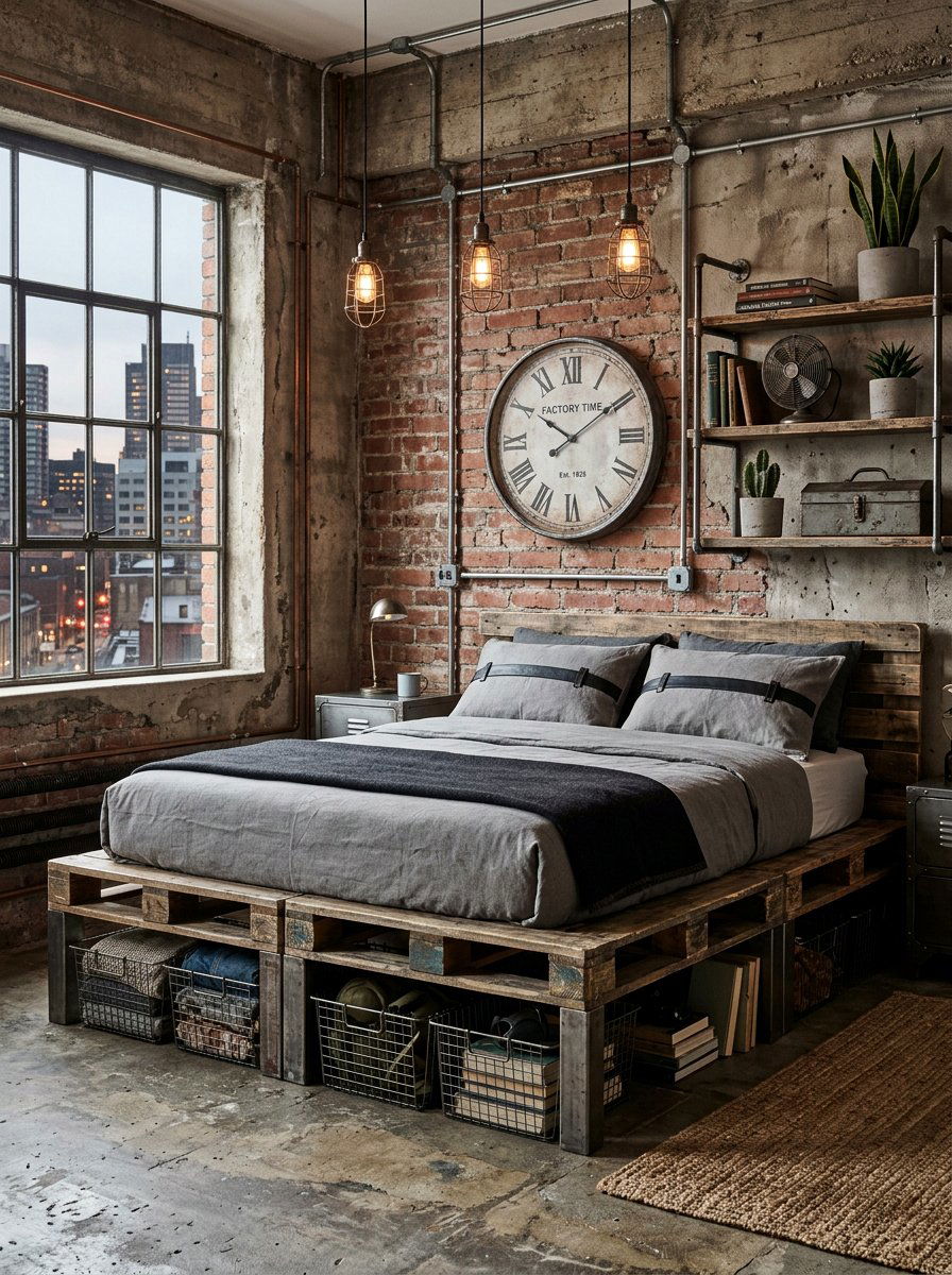 Industrial Pallet Bed Frame - 25 Pallet Bed with Storage ideas