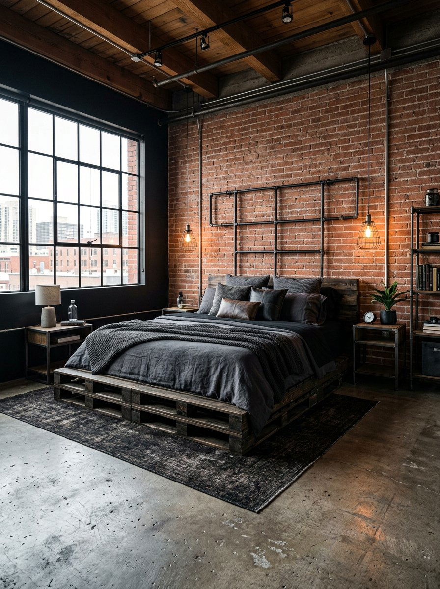 Industrial Pallet Bed - 25 California king pallet bed ideas