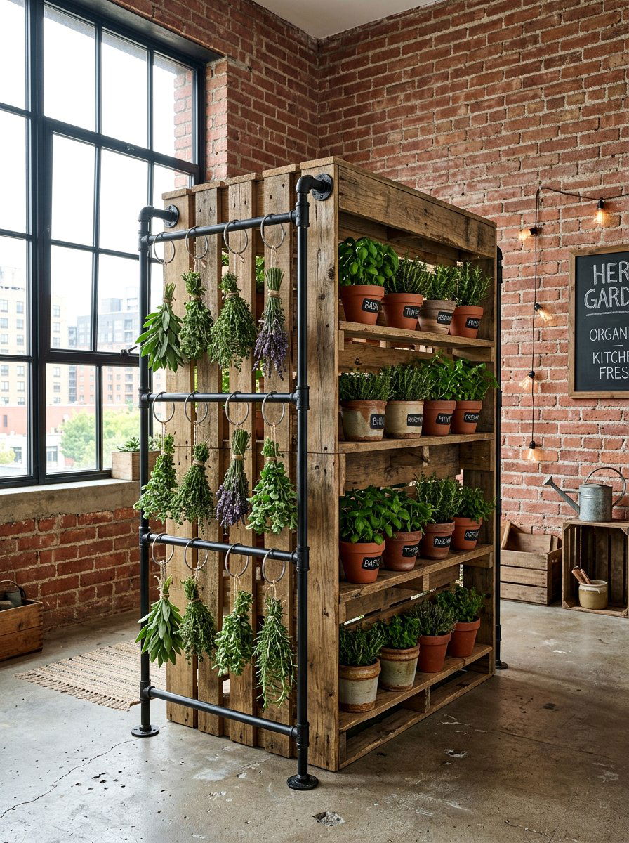Industrial Pallet Herb Rack - 25 Pallet Herb Drying Rack Ideas