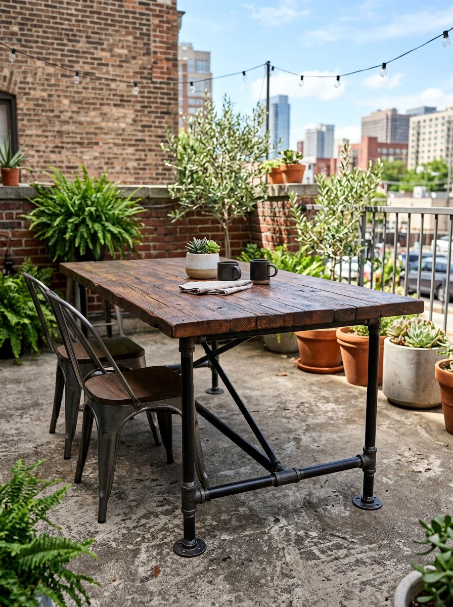 Industrial Pallet Table With Metal Legs - 25 Pallet Outdoor Dining Table Ideas