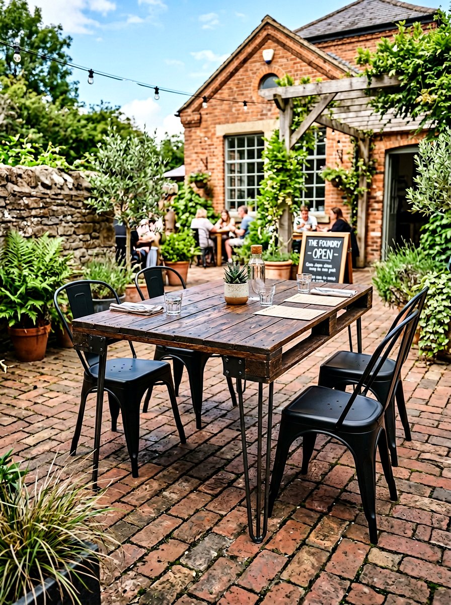 Industrial Pallet Table With Metal Legs - 25 Pallet Coffee Table for Patio Ideas