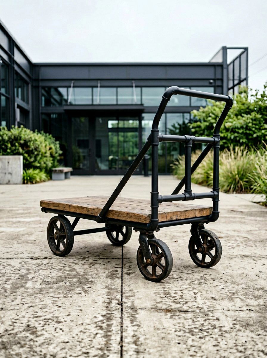 Industrial Pallet Trolley With Casters - 25 Pallet Outdoor Serving Cart Ideas