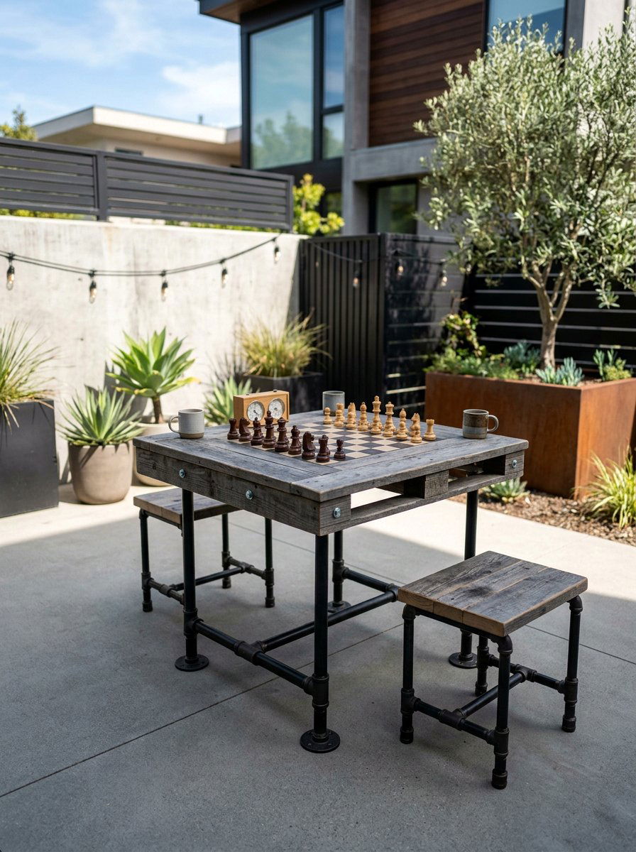 Industrial Style Pallet Chess Table - 25 Pallet Outdoor Chess Table Ideas