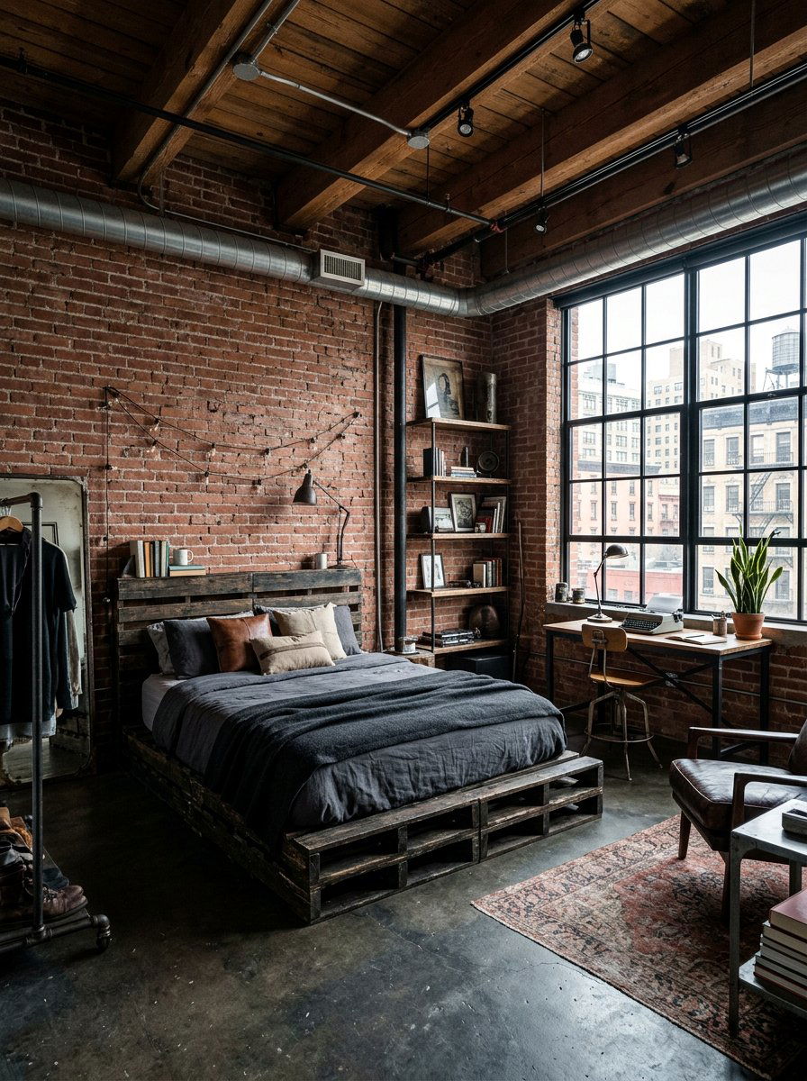 Industrial pallet bed frame - 25 Queen size pallet bed ideas