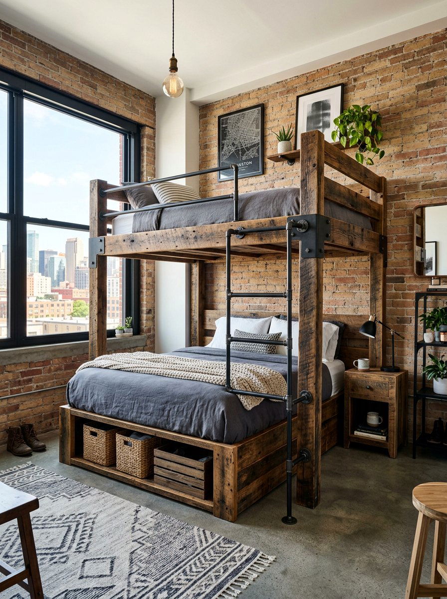 Industrial pallet bunk bed - 25 Pallet bunk bed ideas