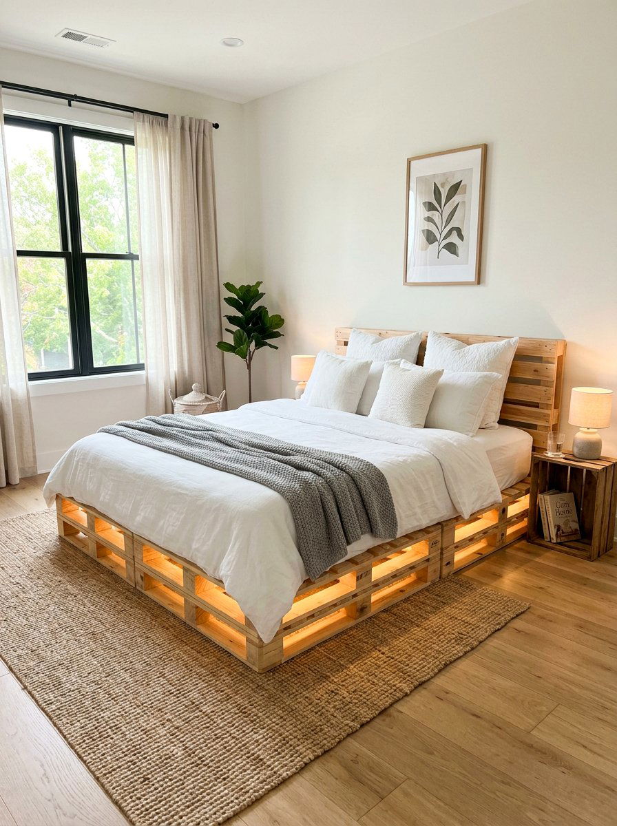 Item1 - 25 Pallet bed ideas with lights DIY