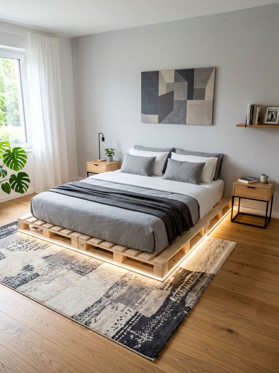 Item10 - 25 Pallet bed ideas with lights DIY