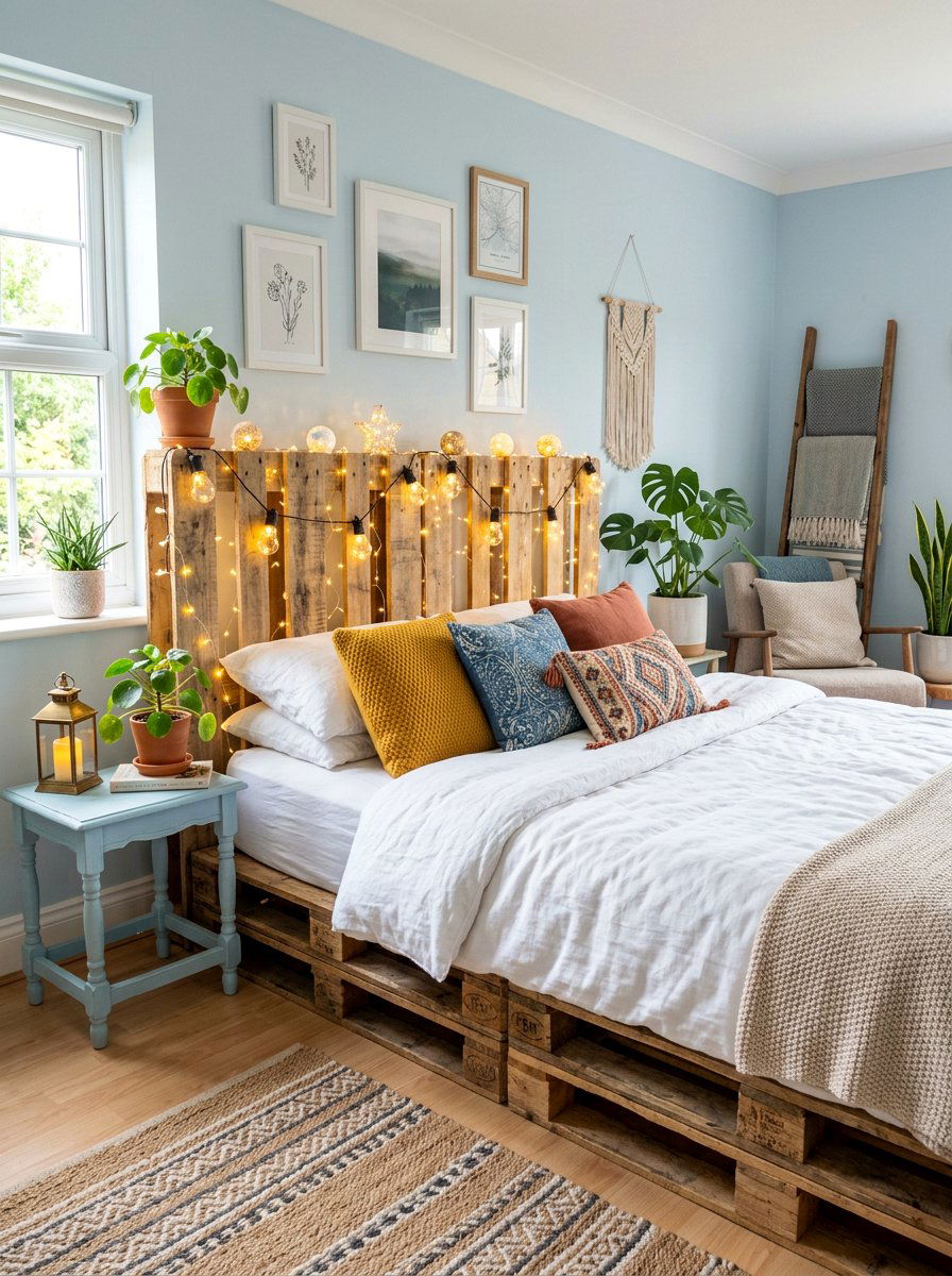 Item11 - 25 Pallet bed ideas with lights DIY
