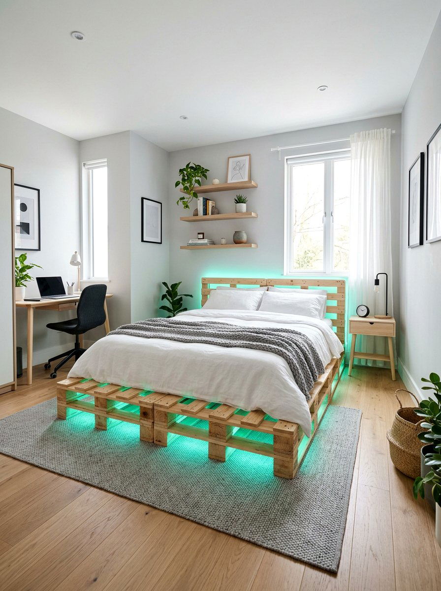 Item12 - 25 Pallet bed ideas with lights DIY