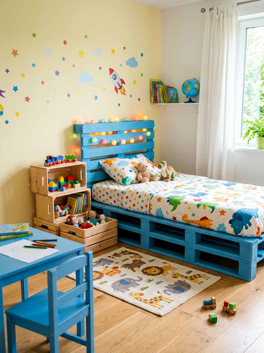 Item14 - 25 Pallet bed ideas with lights DIY