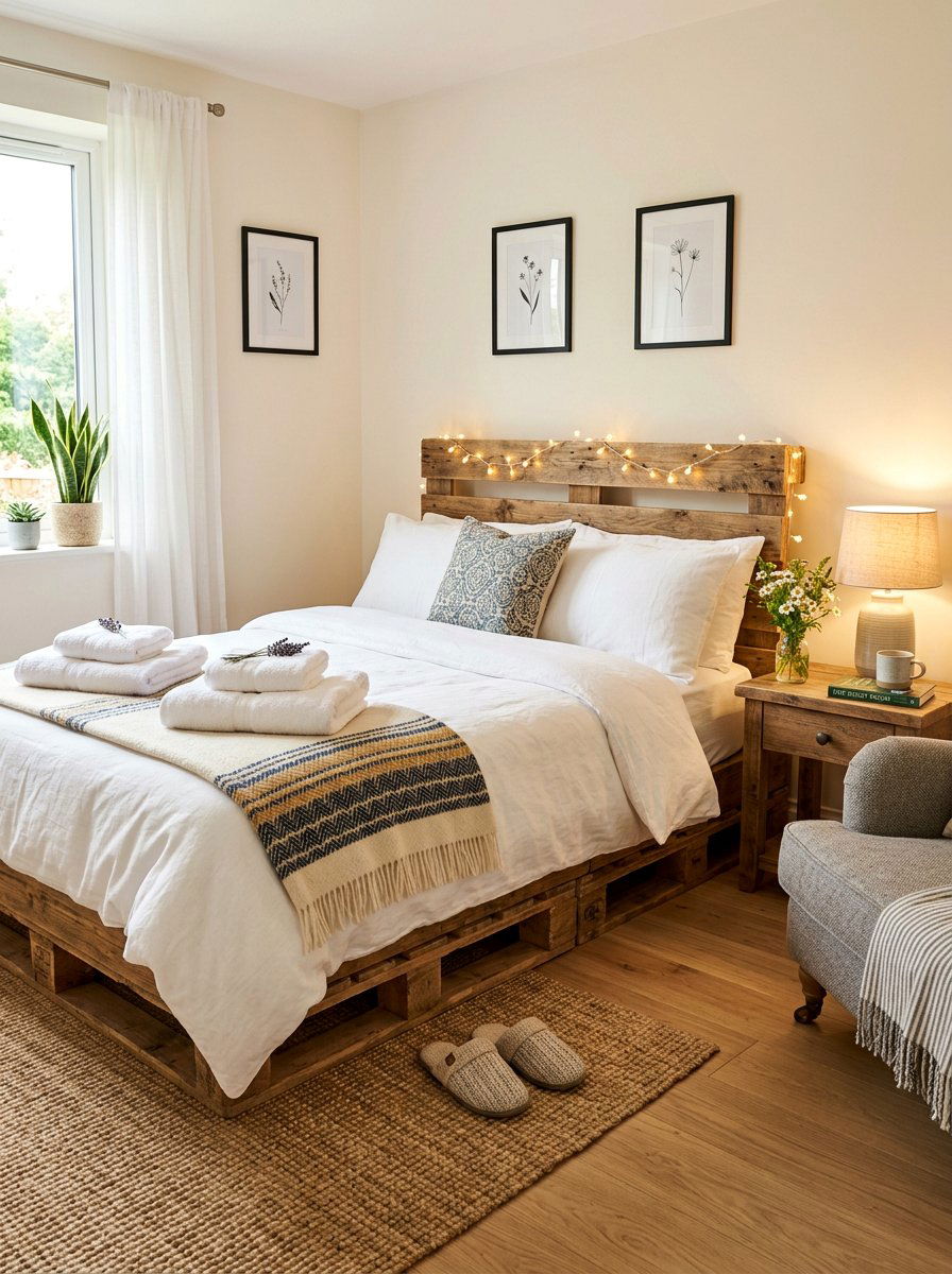 Item15 - 25 Pallet bed ideas with lights DIY