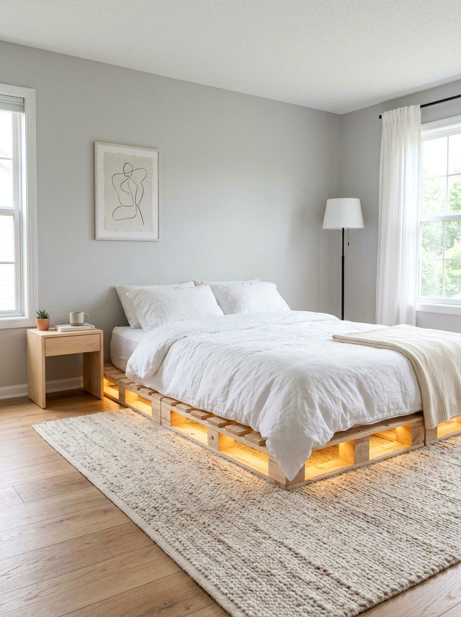 Item17 - 25 Pallet bed ideas with lights DIY