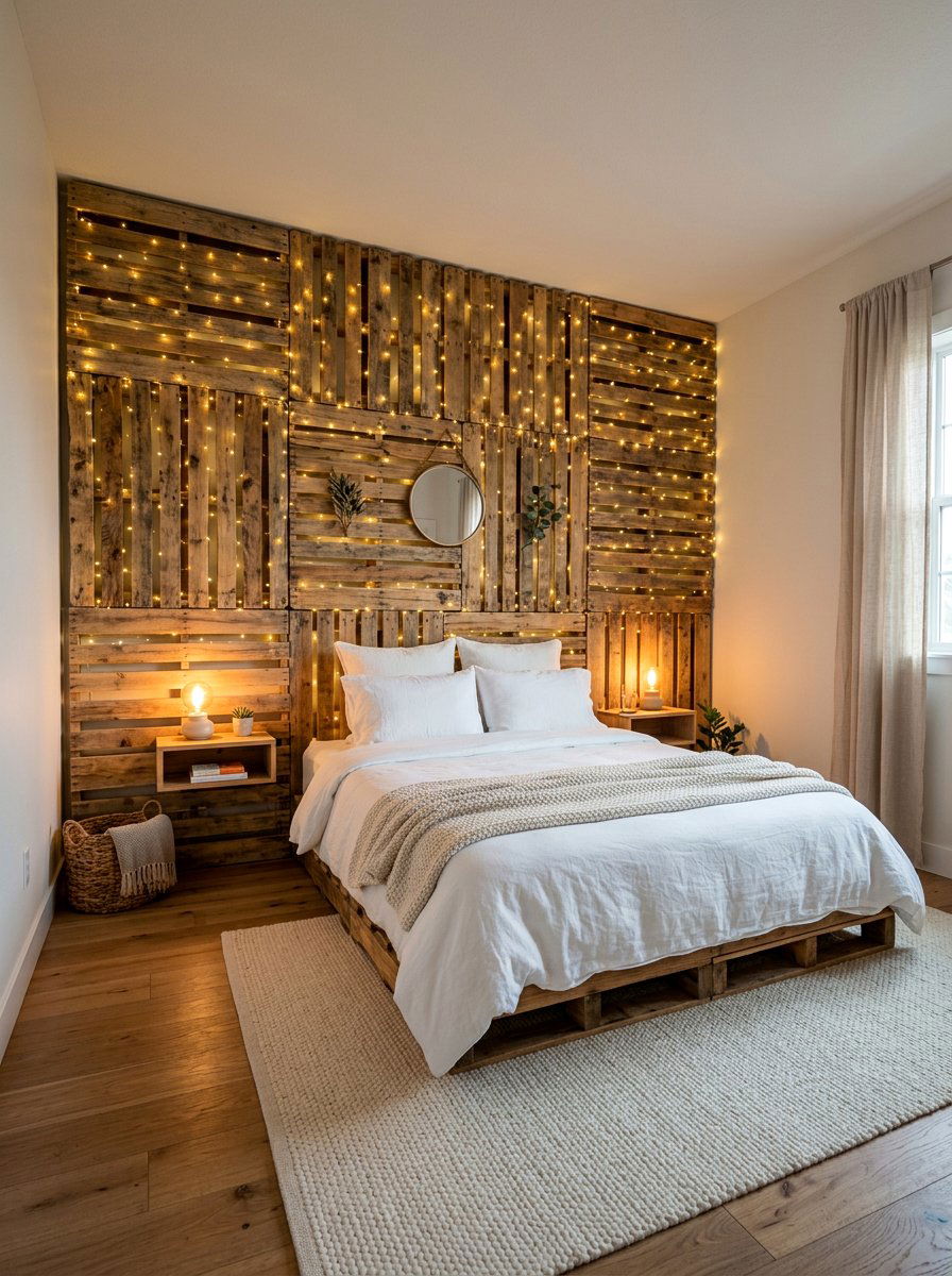 Item21 - 25 Pallet bed ideas with lights DIY