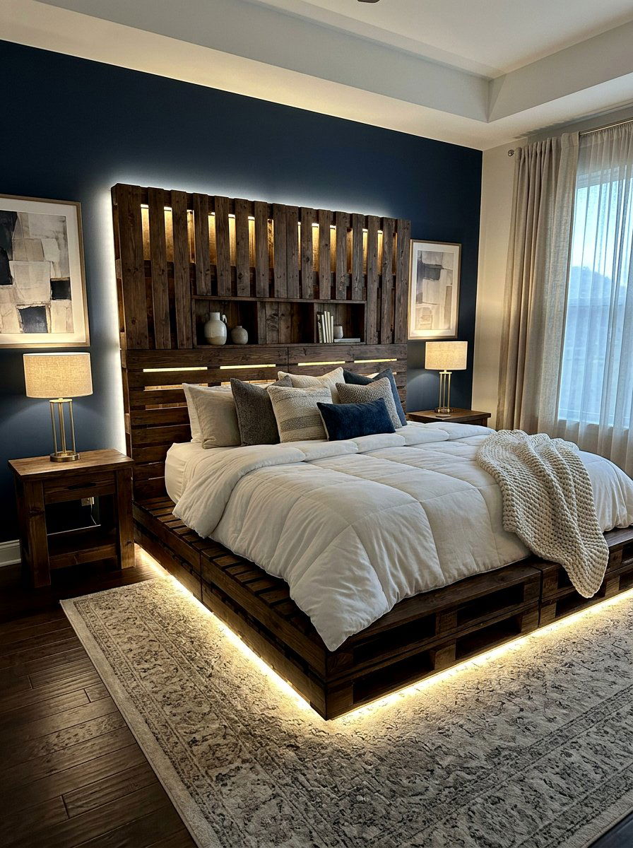 Item26 - 25 Pallet bed frame with LED strip ideas