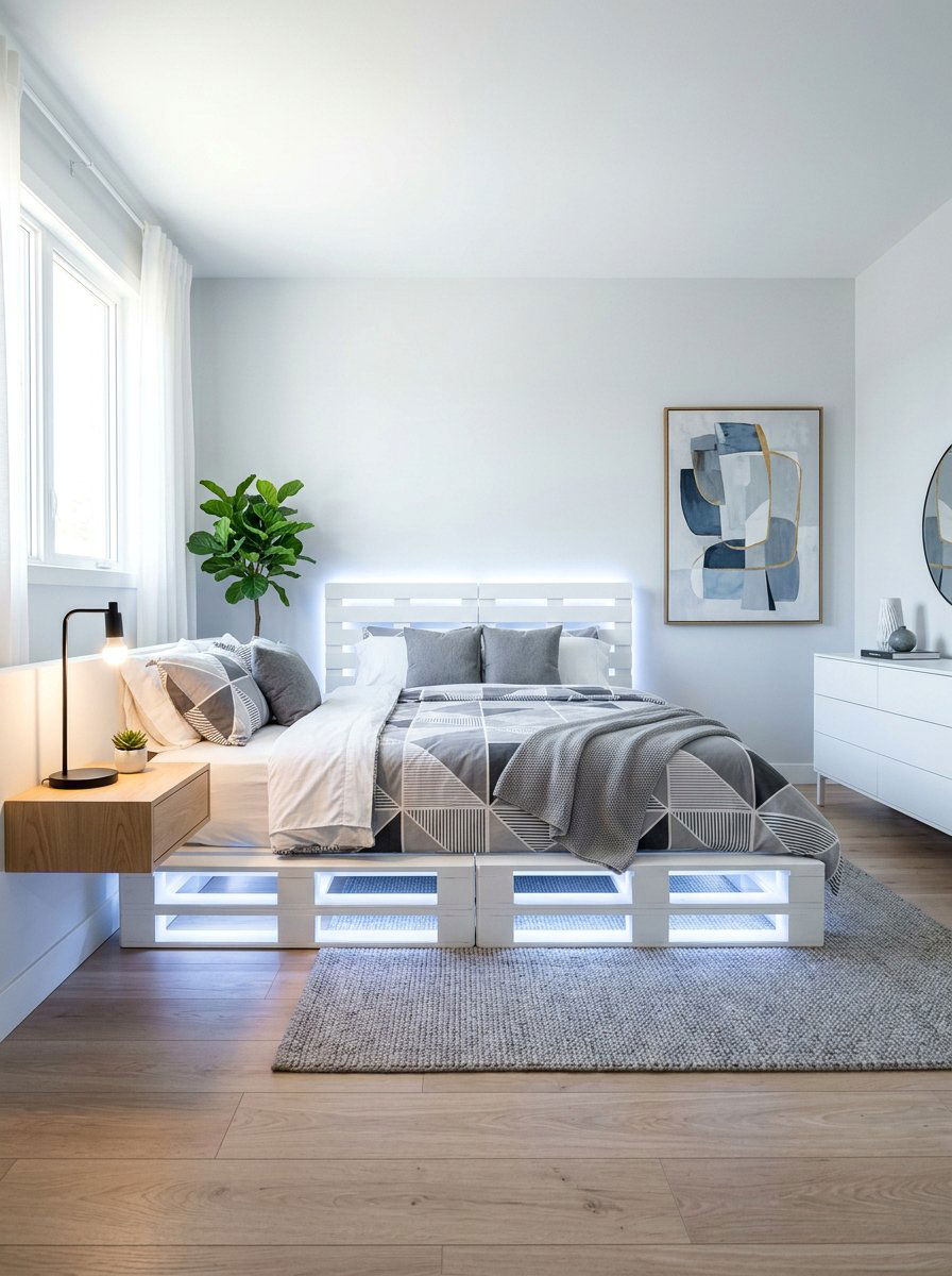 Item4 - 25 Pallet bed ideas with lights DIY