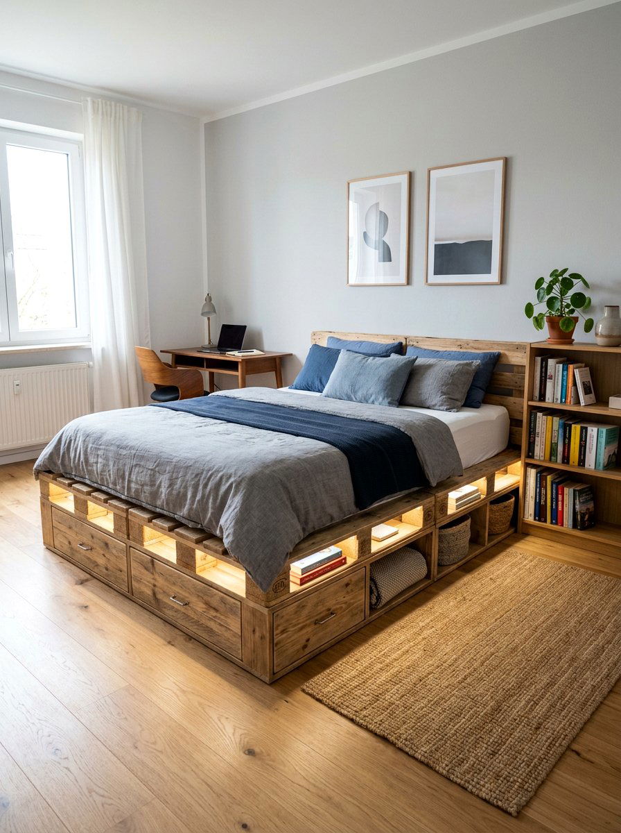 Item7 - 25 Pallet bed ideas with lights DIY