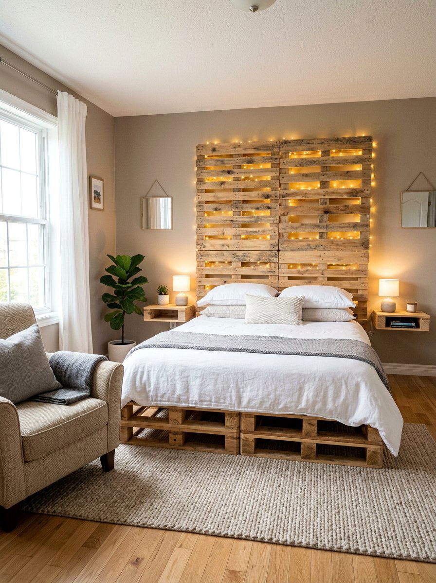 Item8 - 25 Pallet bed ideas with lights DIY