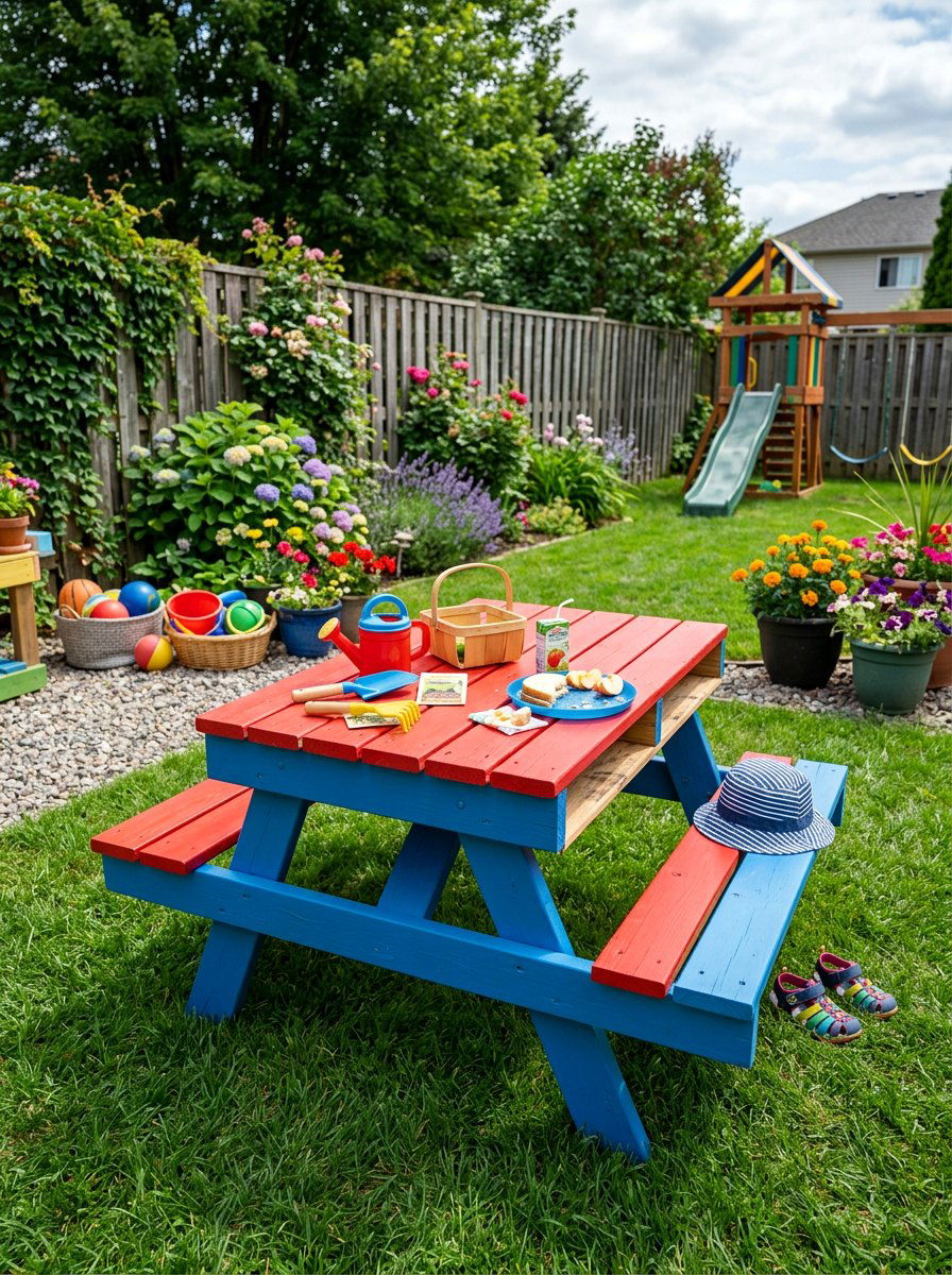 Kids pallet picnic table - 25 Pallet Picnic Table Ideas