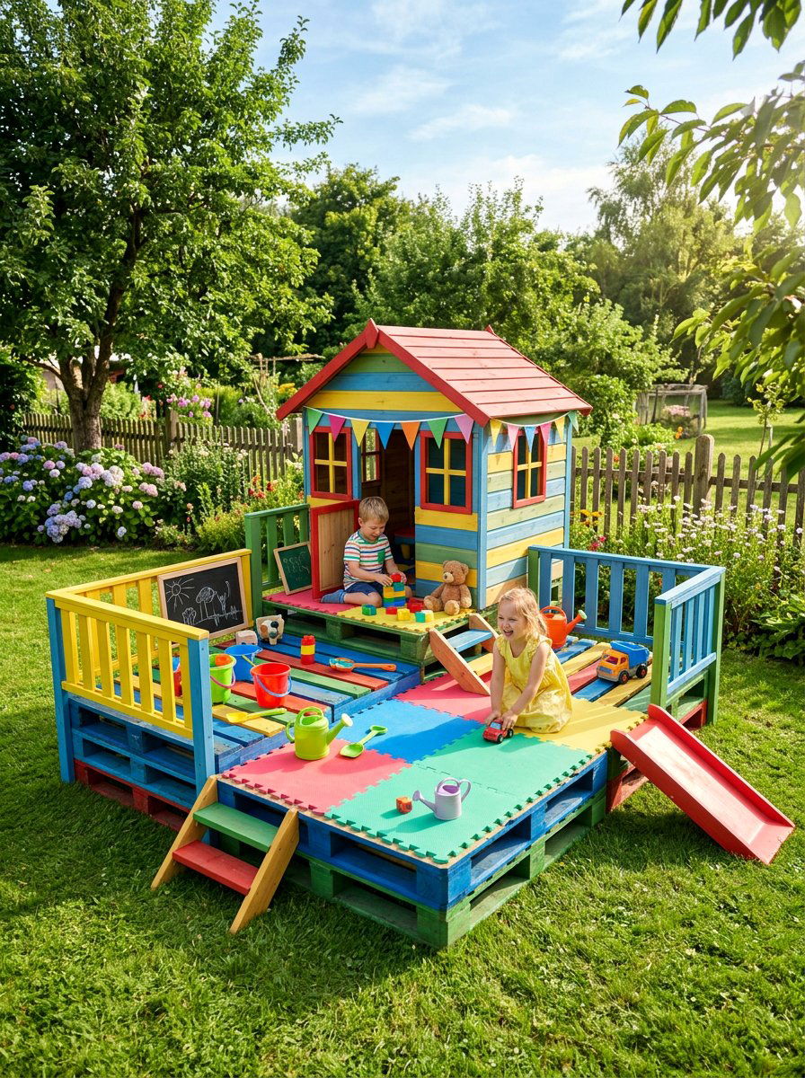 Kids pallet play platform - 25 Pallet Stage for Backyard Ideas