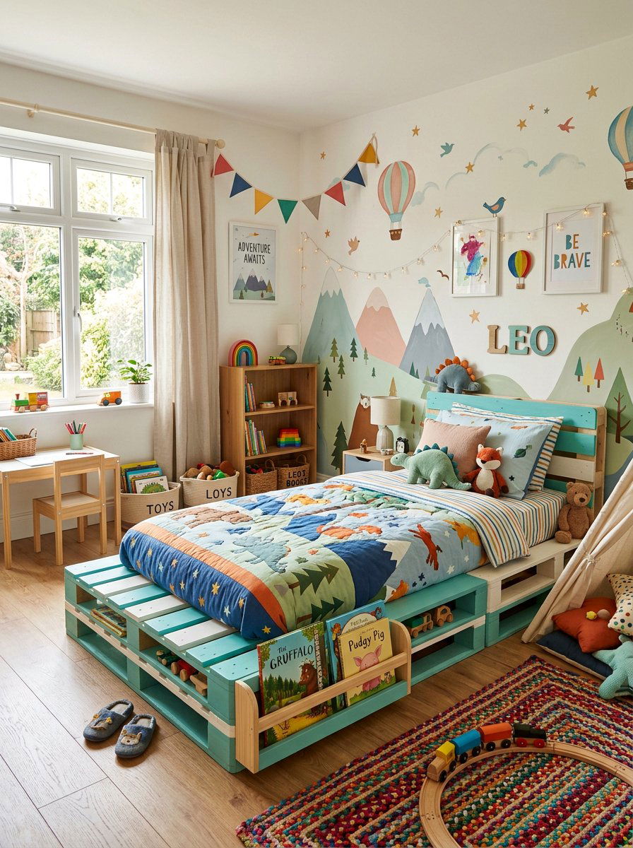 Kids room twin bed - 25 Twin pallet bed ideas