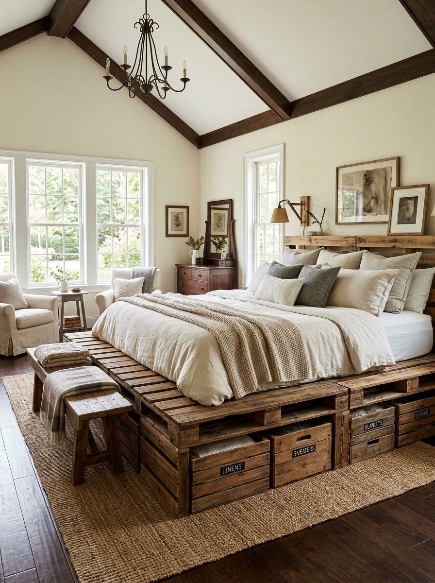 King Bed with Pallet Base