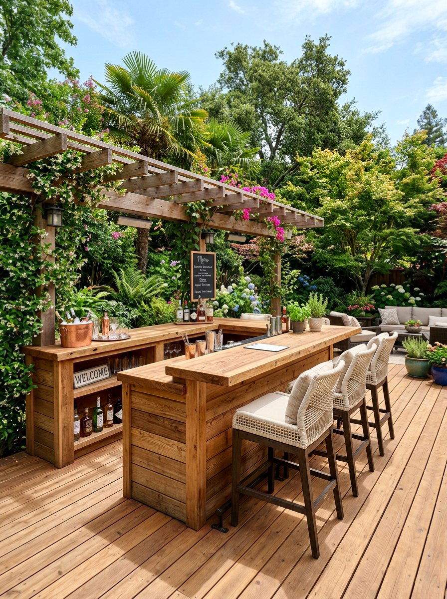 L Shaped Outdoor Bar - 25 Pallet Outdoor Bar Ideas