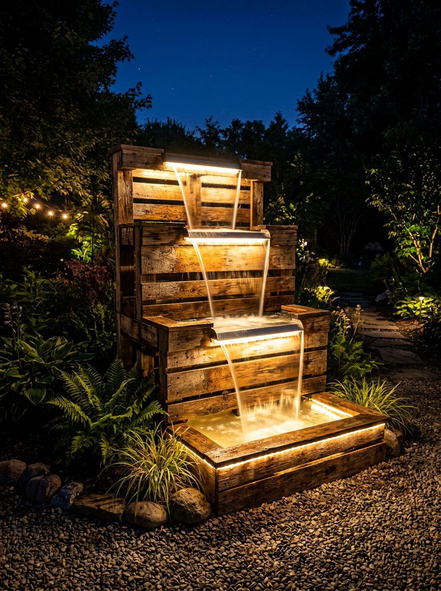 LED Lit Pallet Fountain - 25 Pallet Water Fountain Base Ideas