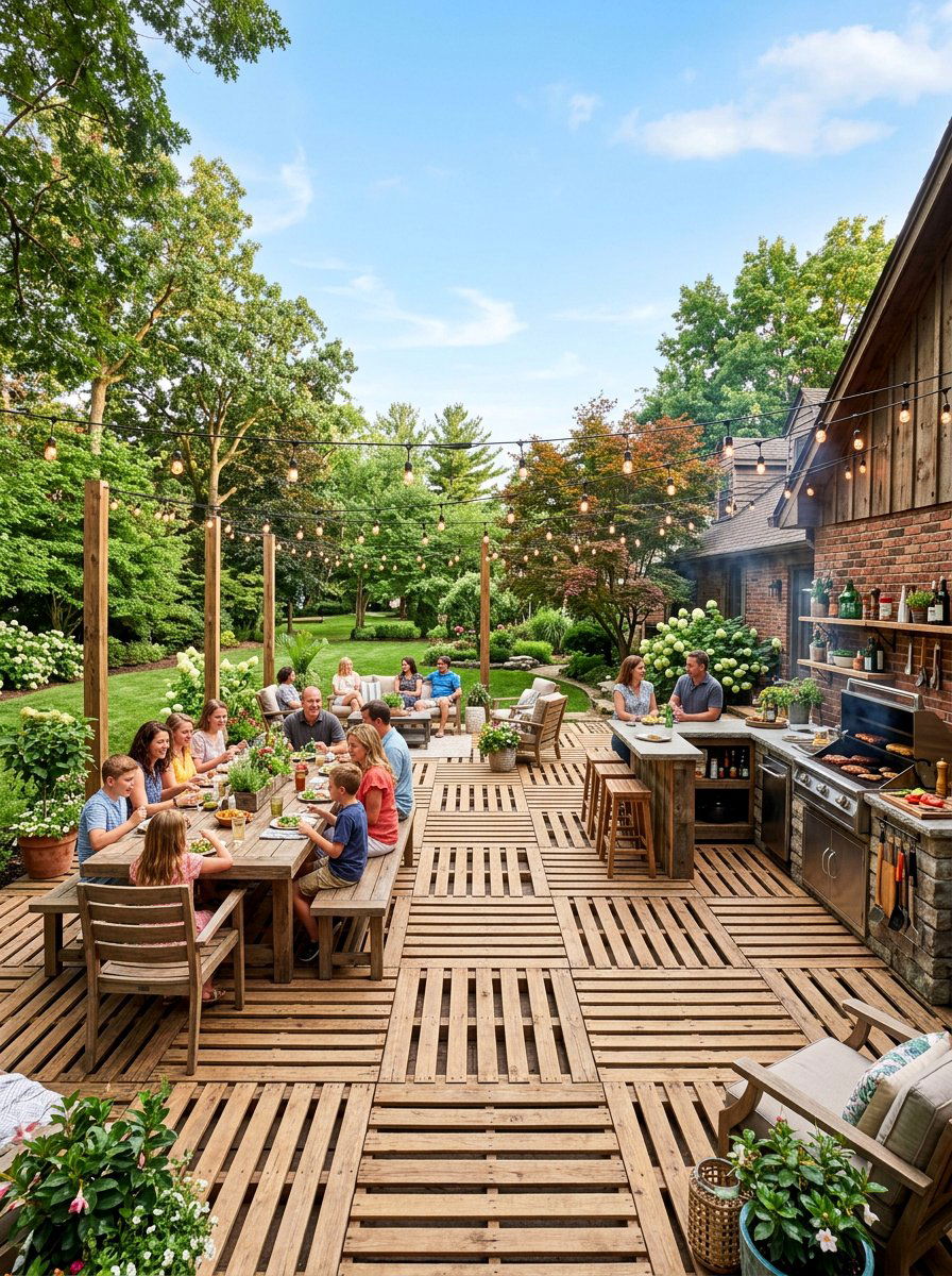 Large Backyard Pallet Patio - 25 Pallet Deck for Backyard Ideas