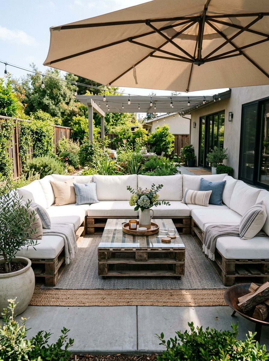 Large Pallet Sectional - 25 Pallet Bench for Garden Ideas