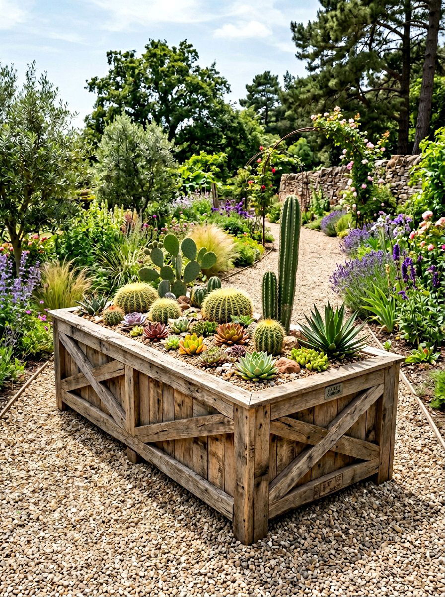 Large Wooden Planter - 25 Pallet Succulent Garden Ideas