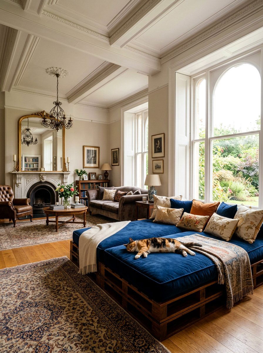 Large pallet daybed - 25 pallet cat bed ideas