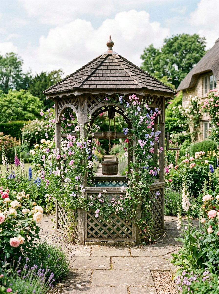 Lattice Wood Wishing Well - 25 Pallet Wishing Well Planter Ideas