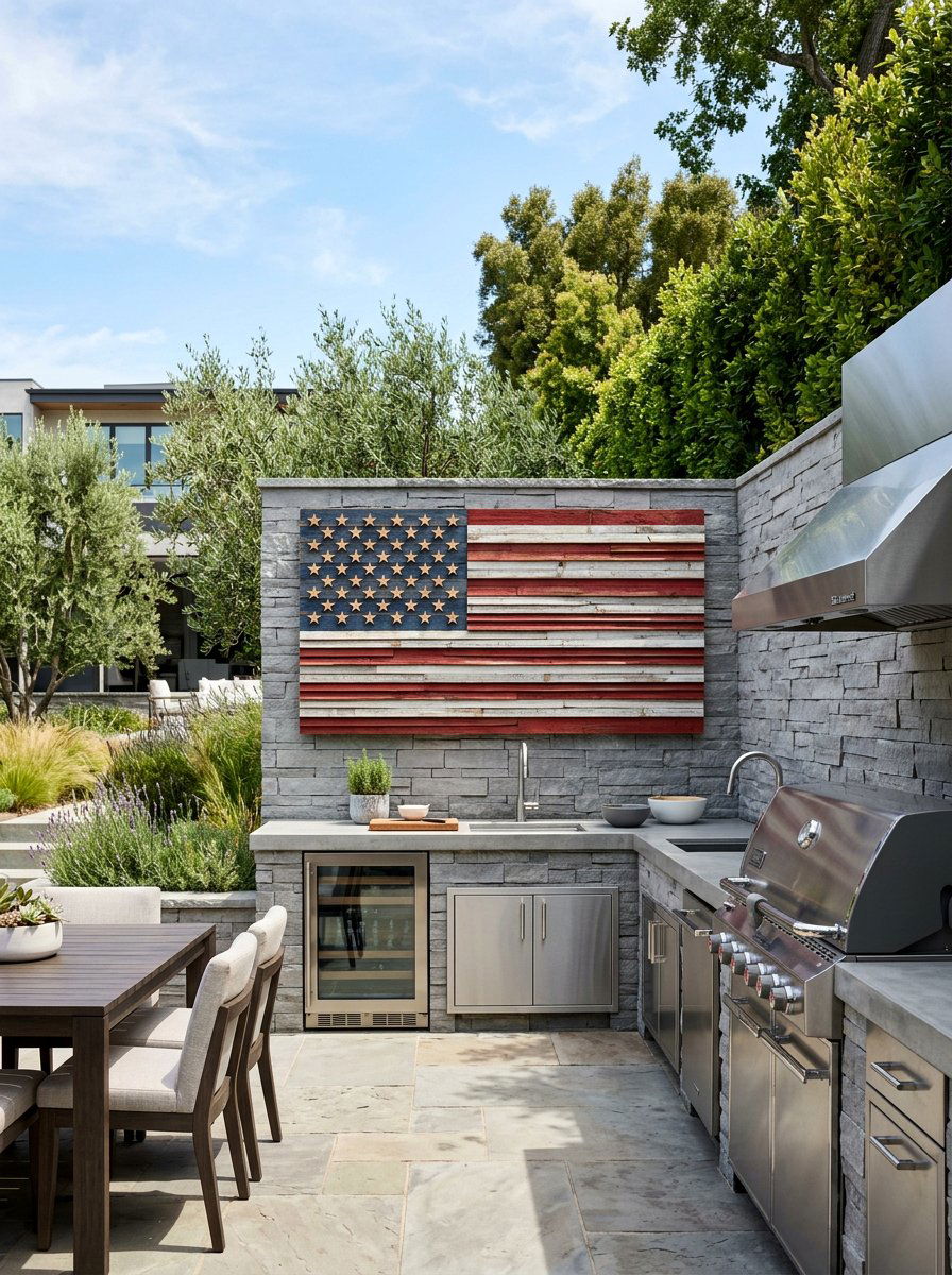 Layered Pallet Flag Sculpture - 25 Pallet Flag Holder Ideas