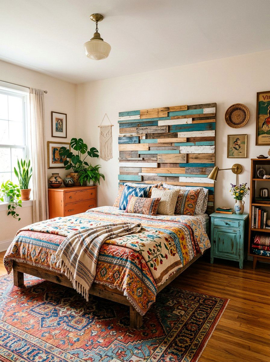 Layered pallet headboard - 25 Pallet headboard ideas