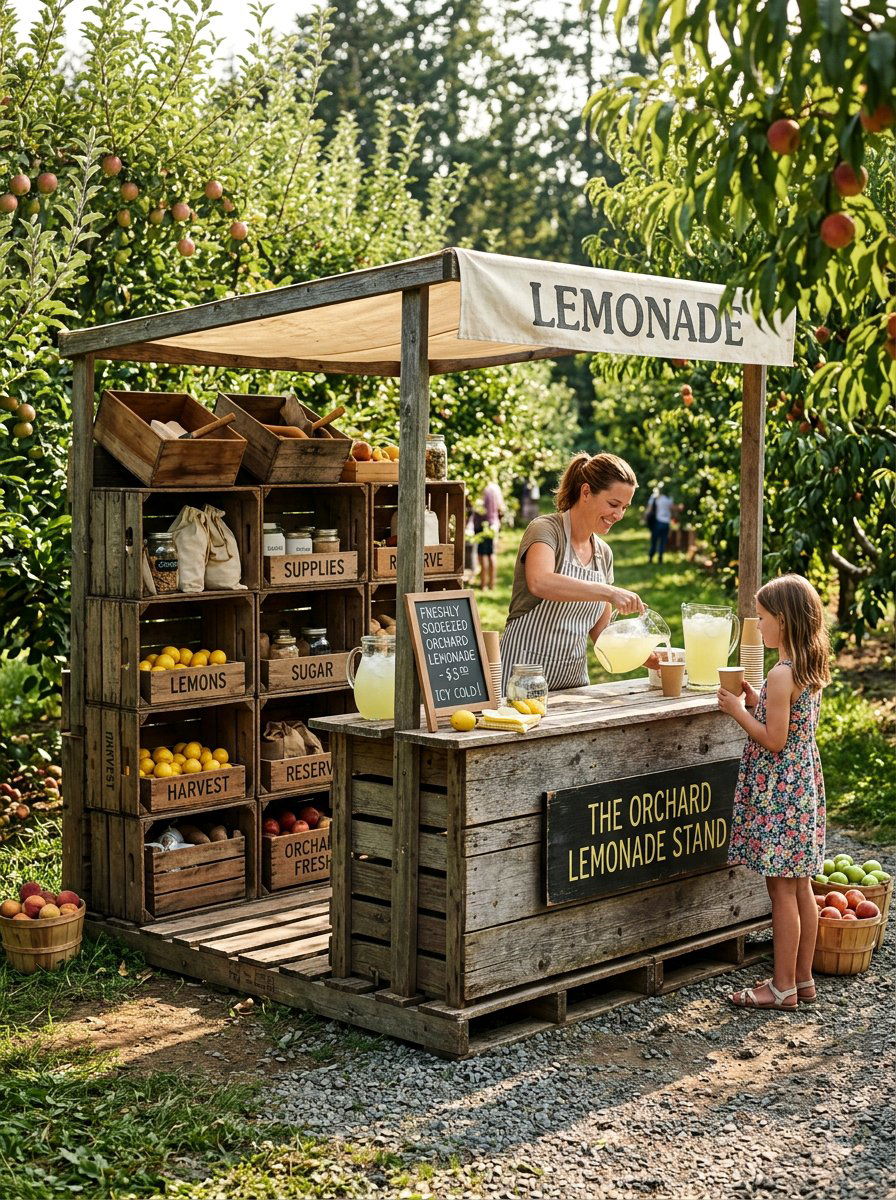 Lemonade Stand With Crate Storage - 25 Pallet Lemonade Stand Ideas