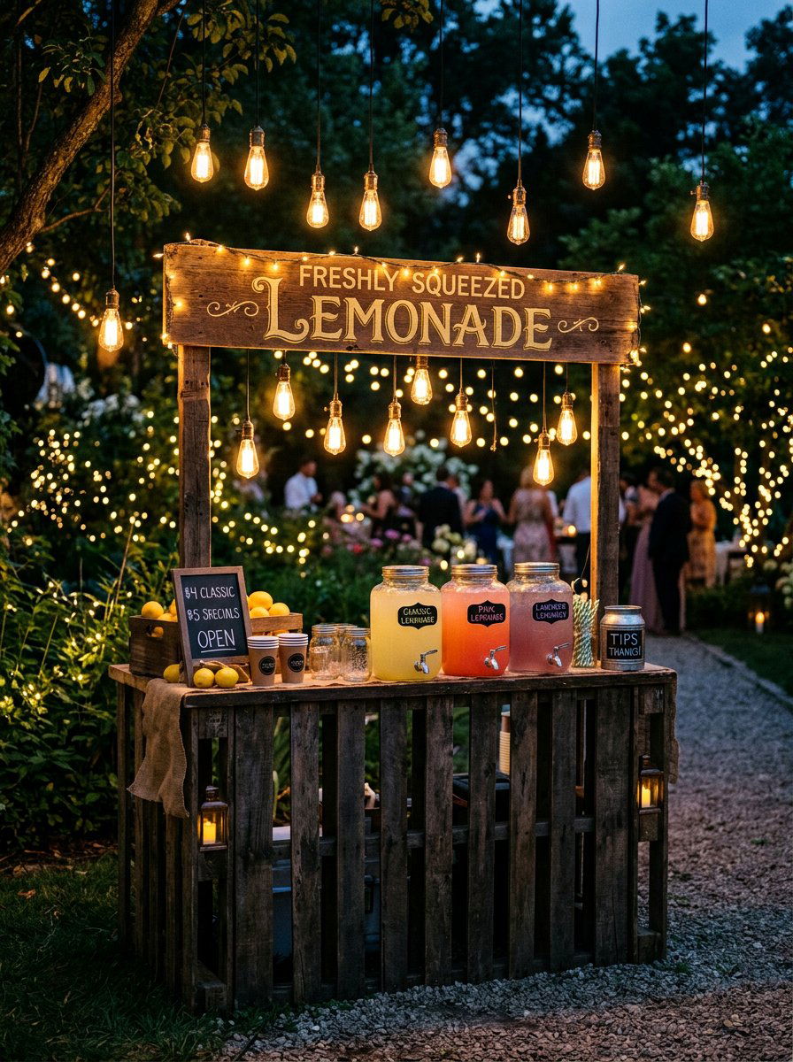 Lemonade Stand With String Lights - 25 Pallet Lemonade Stand Ideas