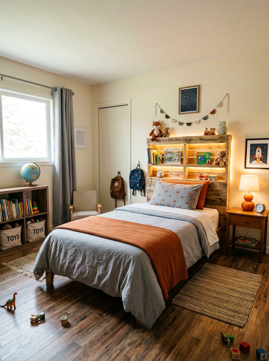 Lighted Headboard Built In - 25 Pallet bed ideas for kids room