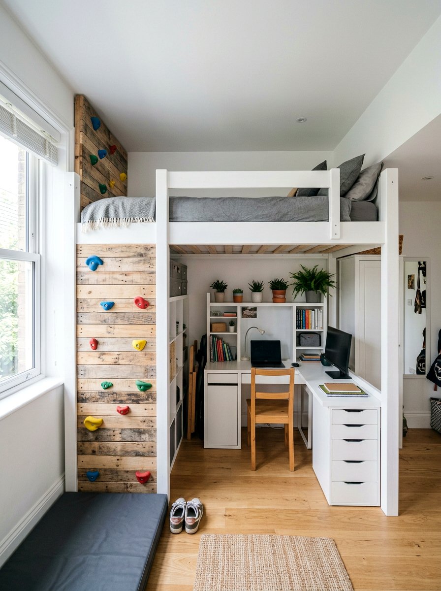 Loft Bed Climbing Wall - 25 Pallet Climbing Wall for Kids Ideas