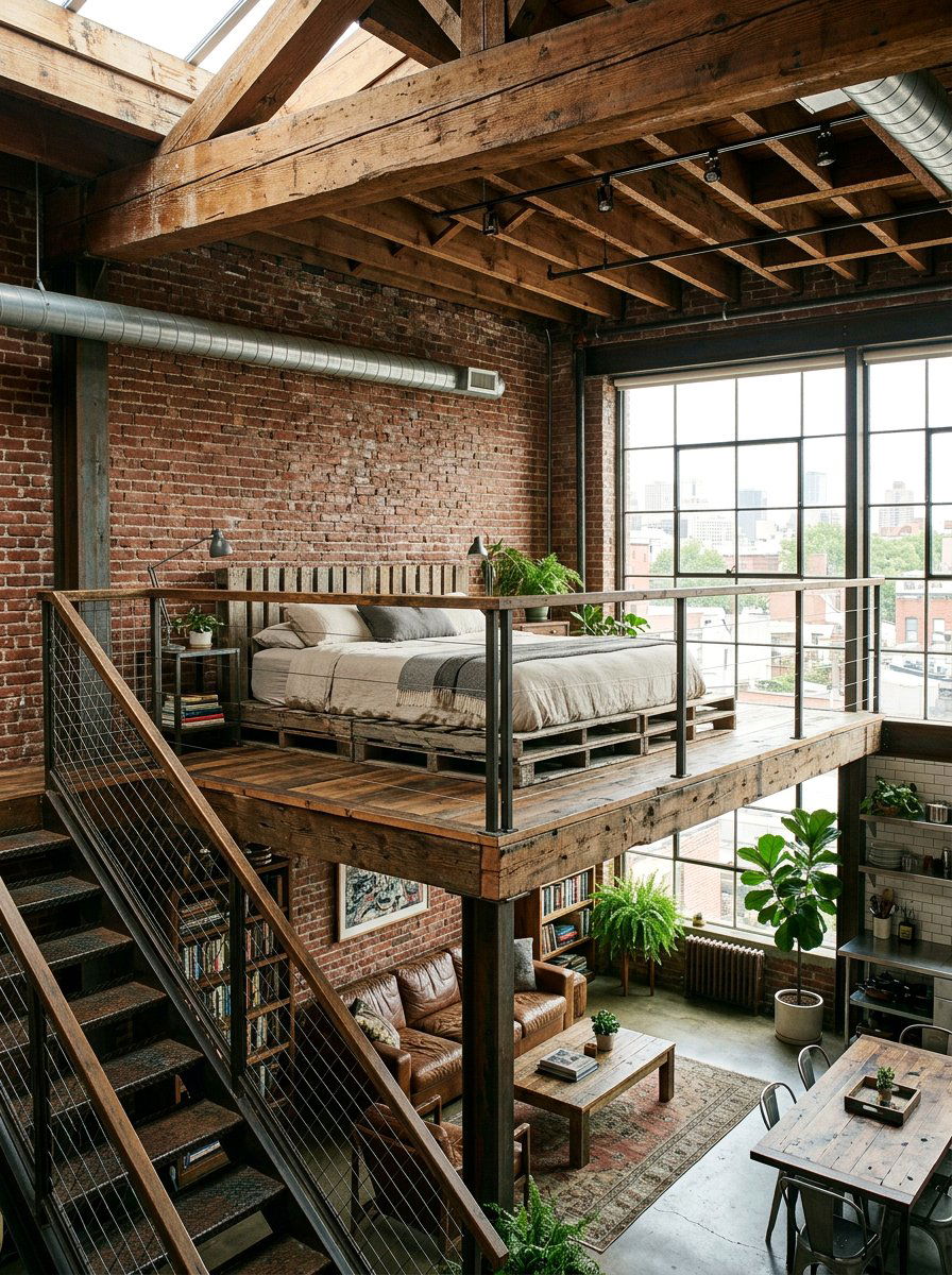 Loft Bedroom - 25 King size pallet bed ideas