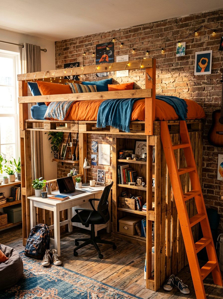 Loft Pallet Bed - 25 Pallet bed ideas for teenagers