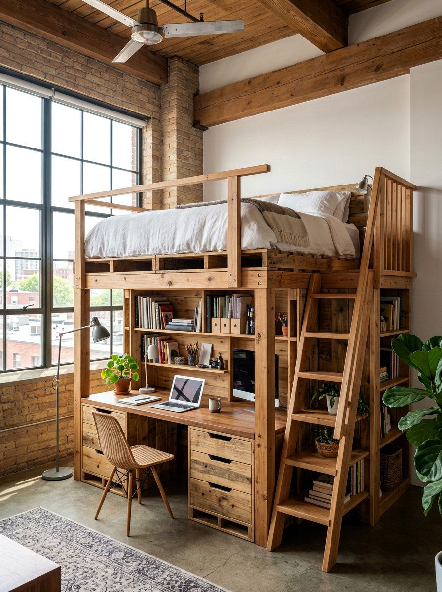 Loft Pallet Bed - 25 Pallet bed ideas with storage