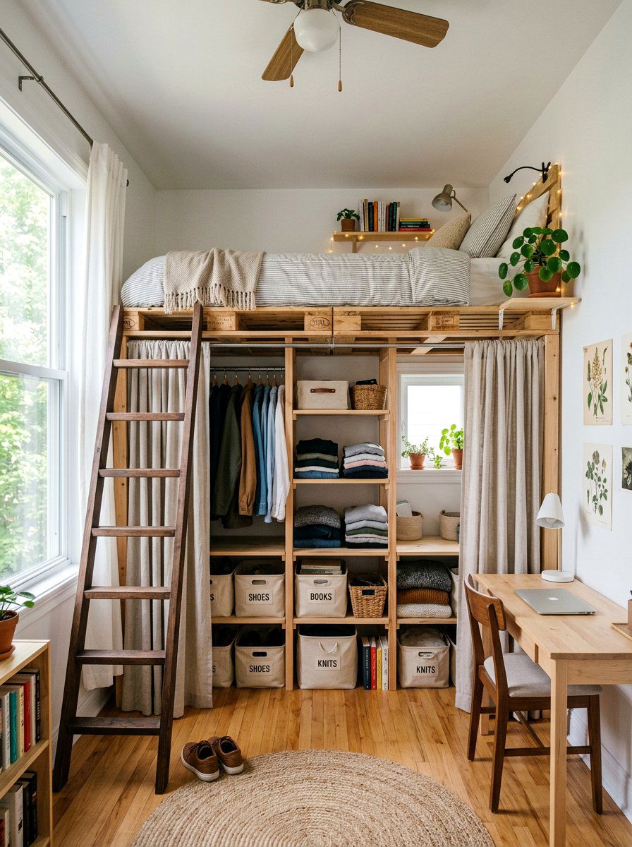 Loft Pallet Bed With Closet - 25 Pallet bed ideas with hidden storage