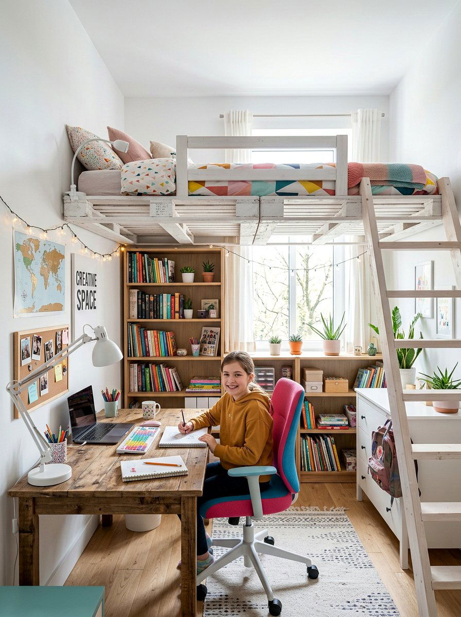 Loft pallet bed - 25 Pallet bed ideas for girls room