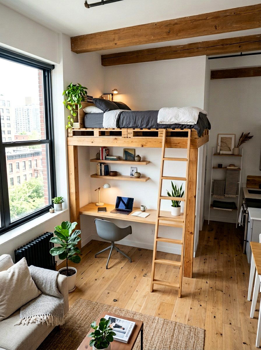 Loft pallet bed - 25 Twin pallet bed ideas