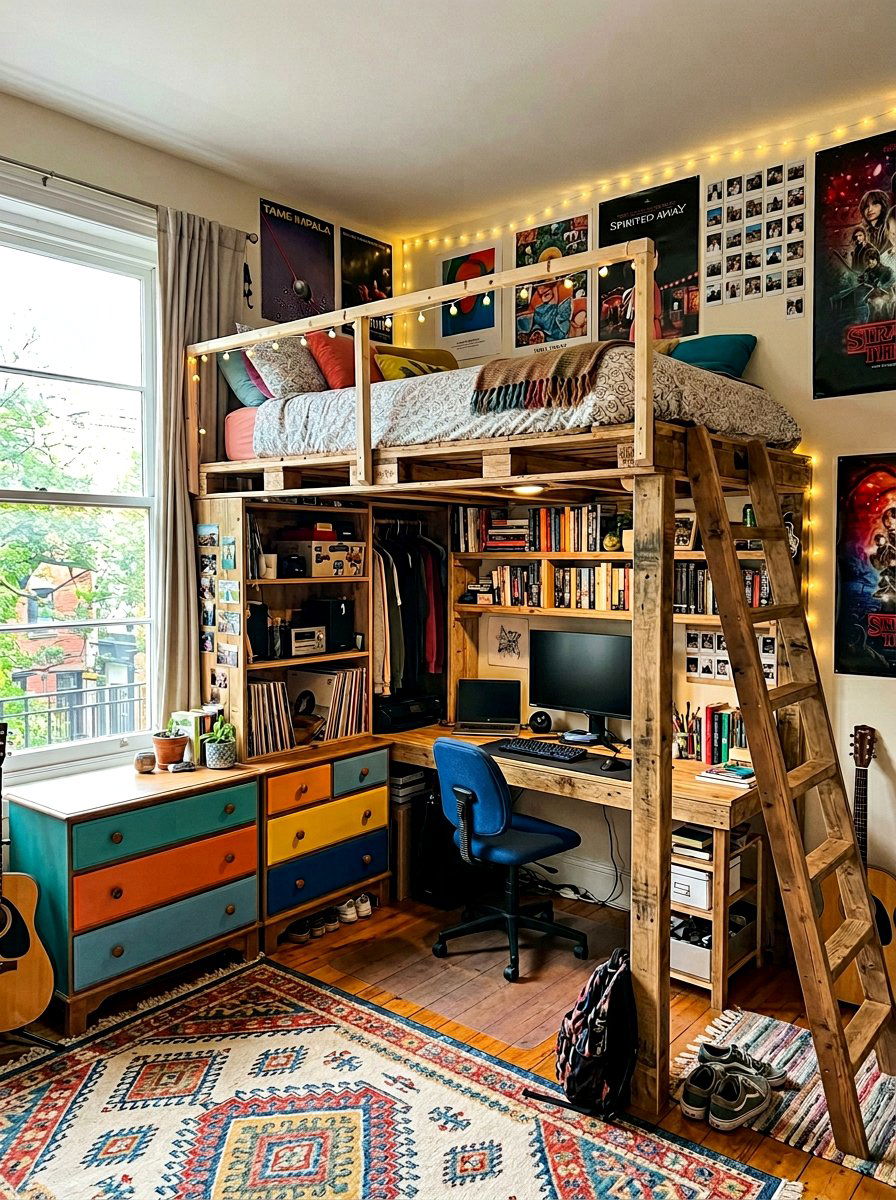 Loft pallet bed frame storage - 25 Pallet storage bed frame ideas