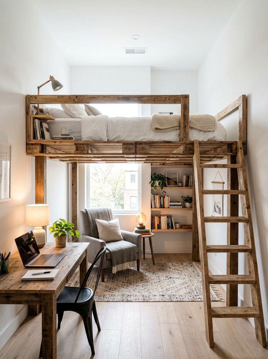 Loft pallet bed frame - 25 Pallet bed ideas for boys room